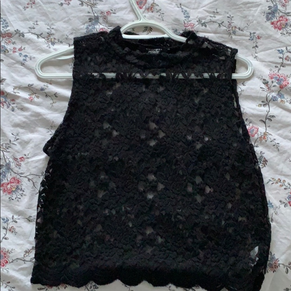 Black transparent lace shirt